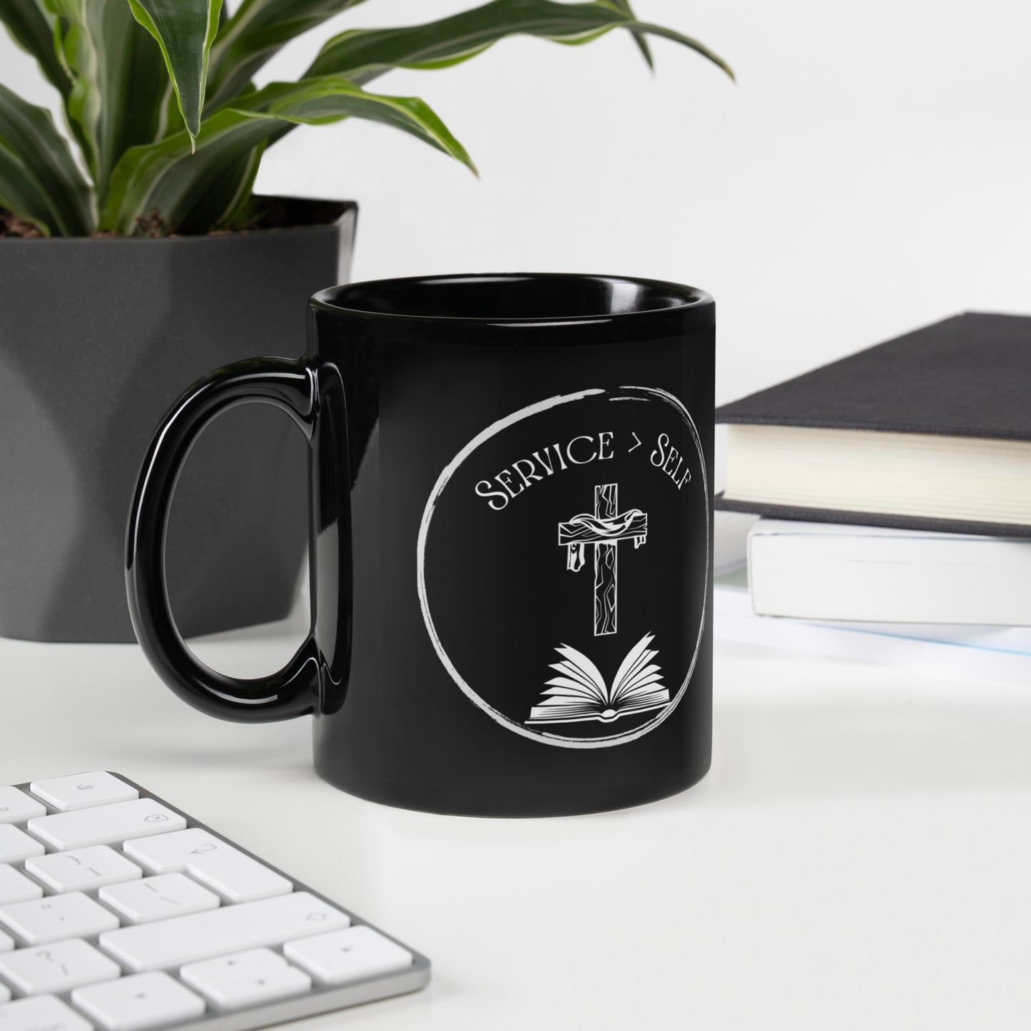 Service Greater Than Self  Black Glossy Mug