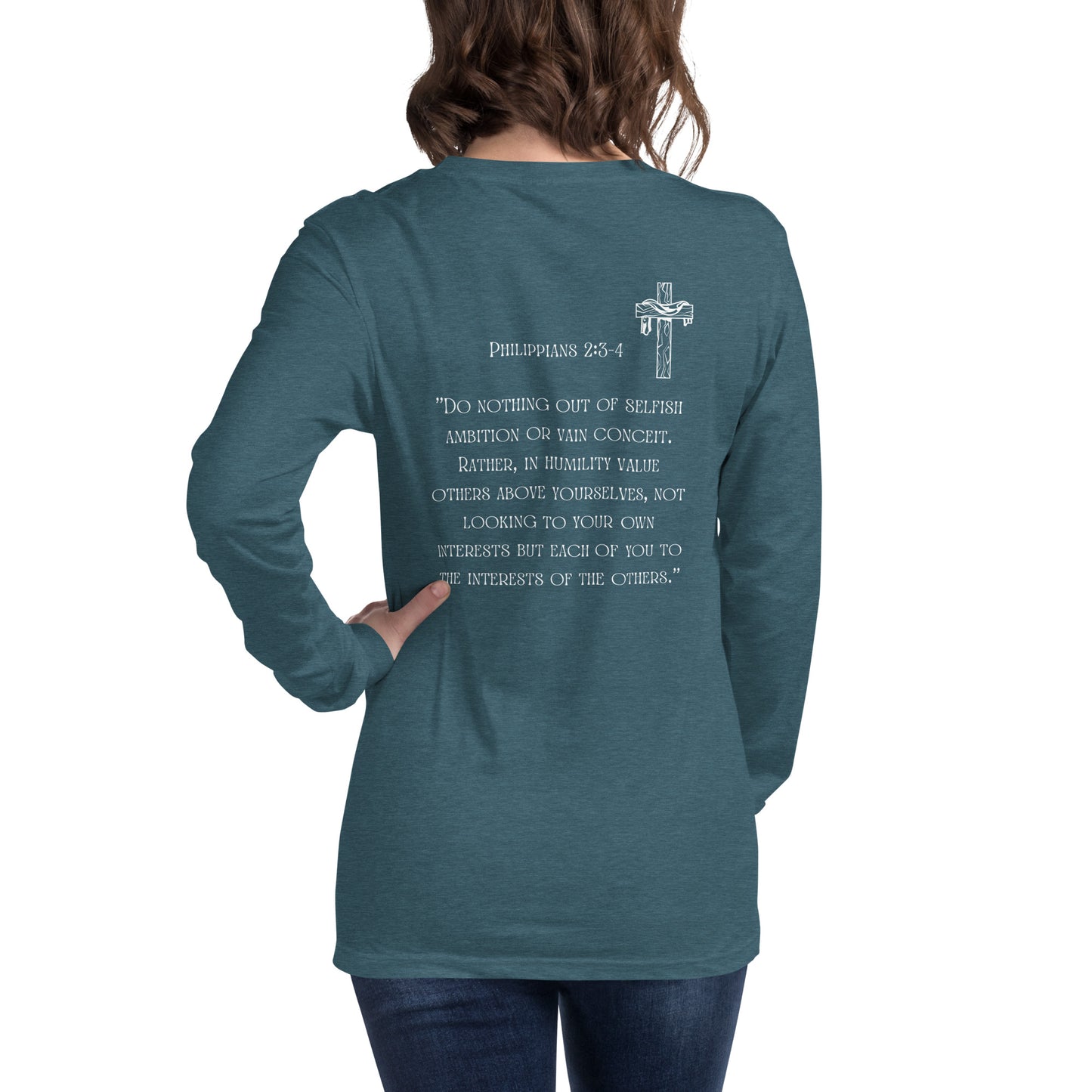 Praise The Lord, Cross, Phil 2:3-4, Unisex Long Sleeve Tee