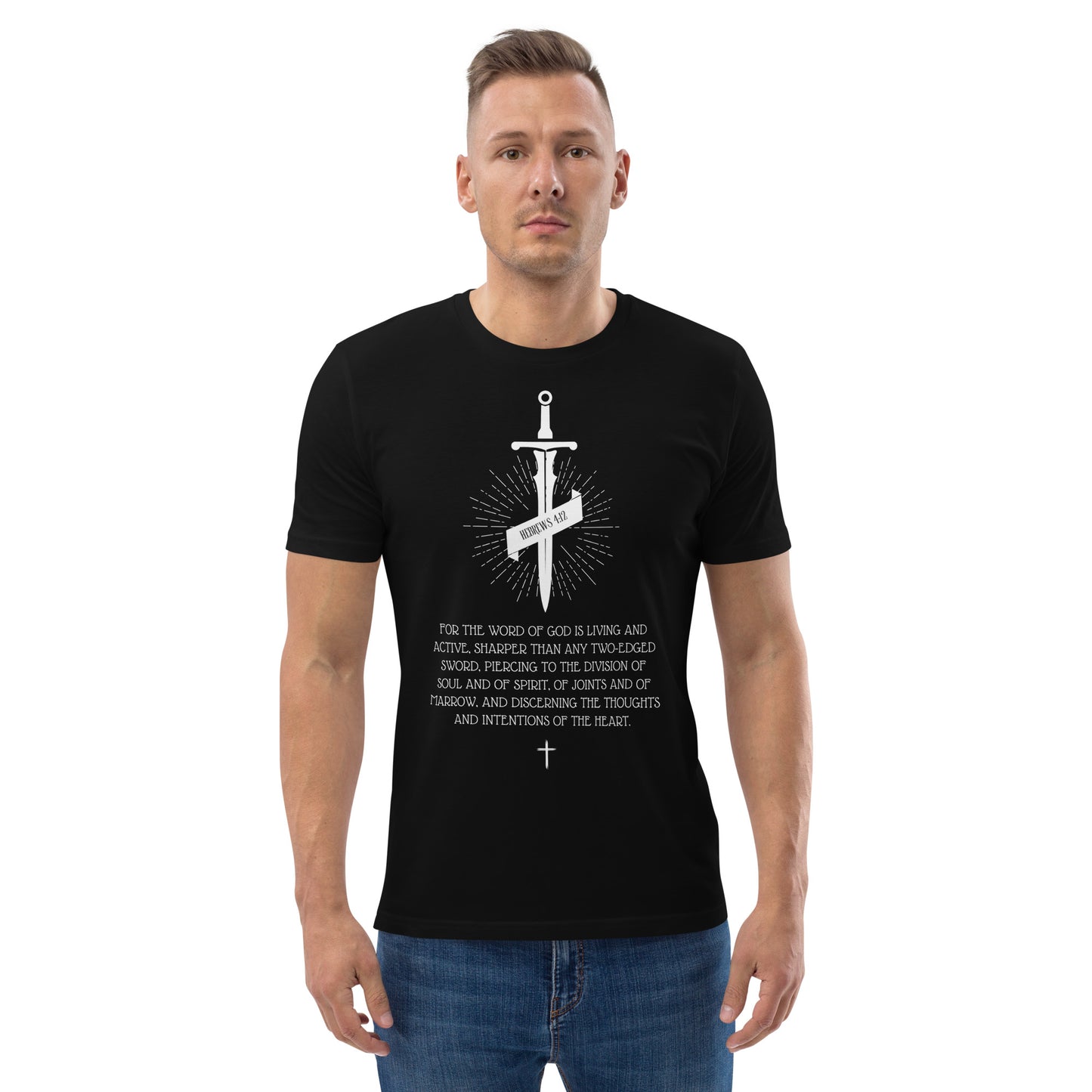 Hebrews 4:12, Sword Image, Unisex organic cotton t-shirt, Various Colors