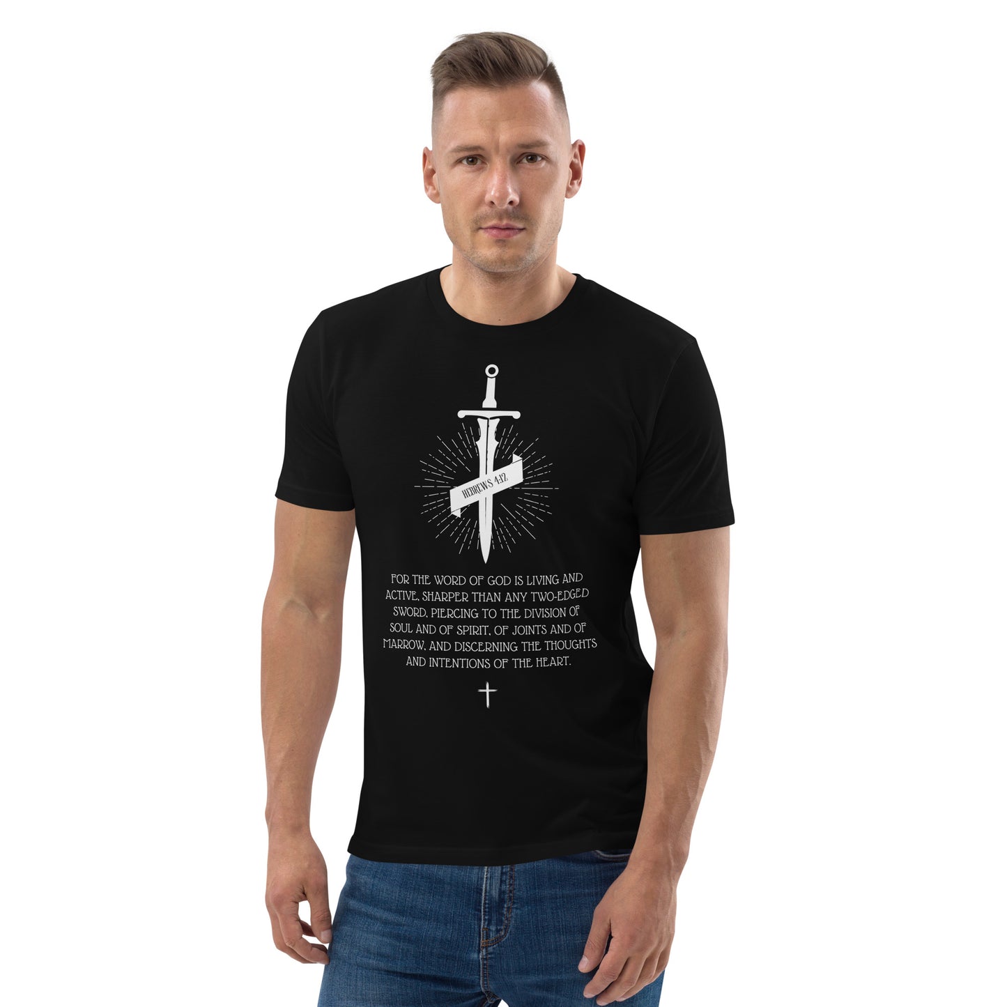 Hebrews 4:12, Sword Image, Unisex organic cotton t-shirt, Various Colors