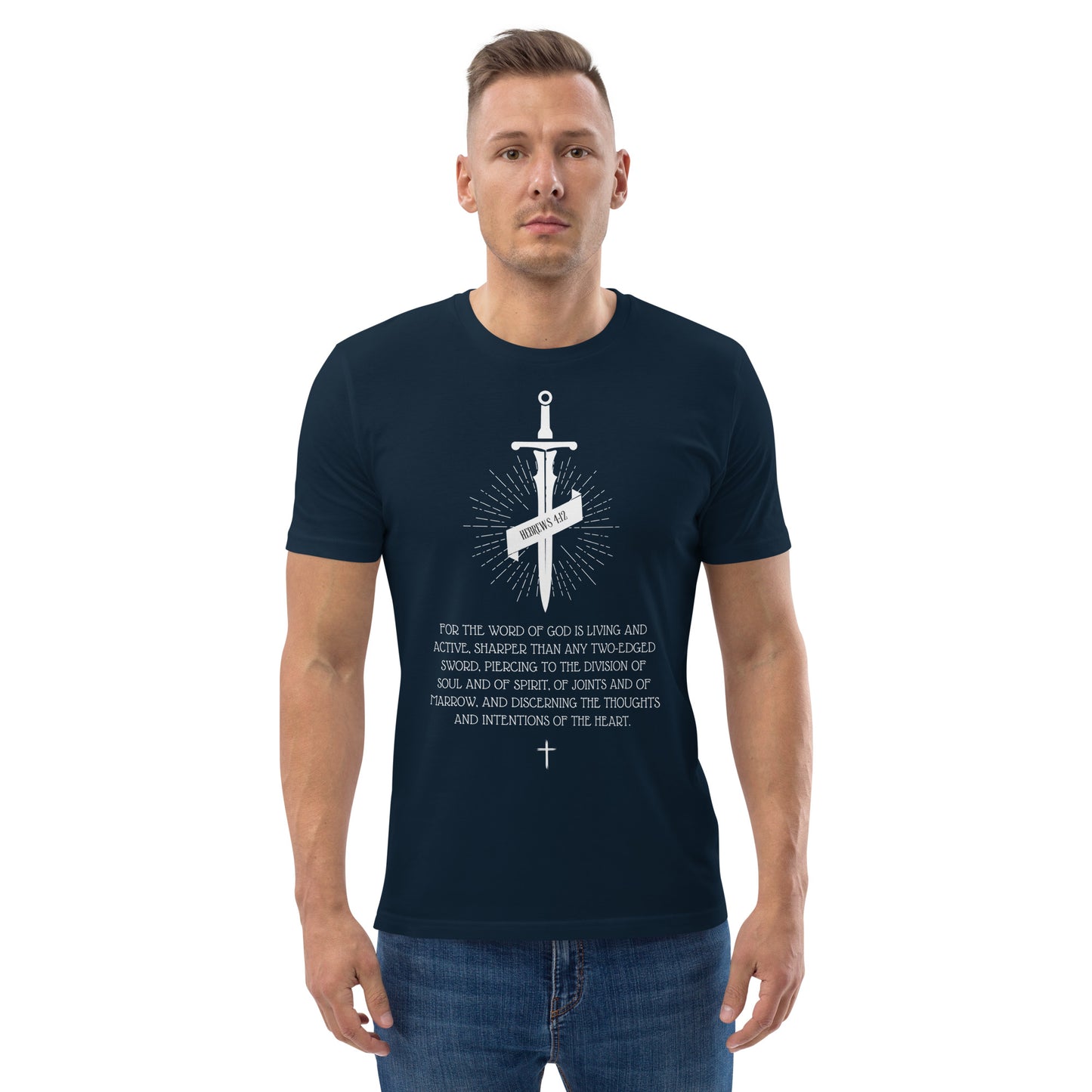 Hebrews 4:12, Sword Image, Unisex organic cotton t-shirt, Various Colors