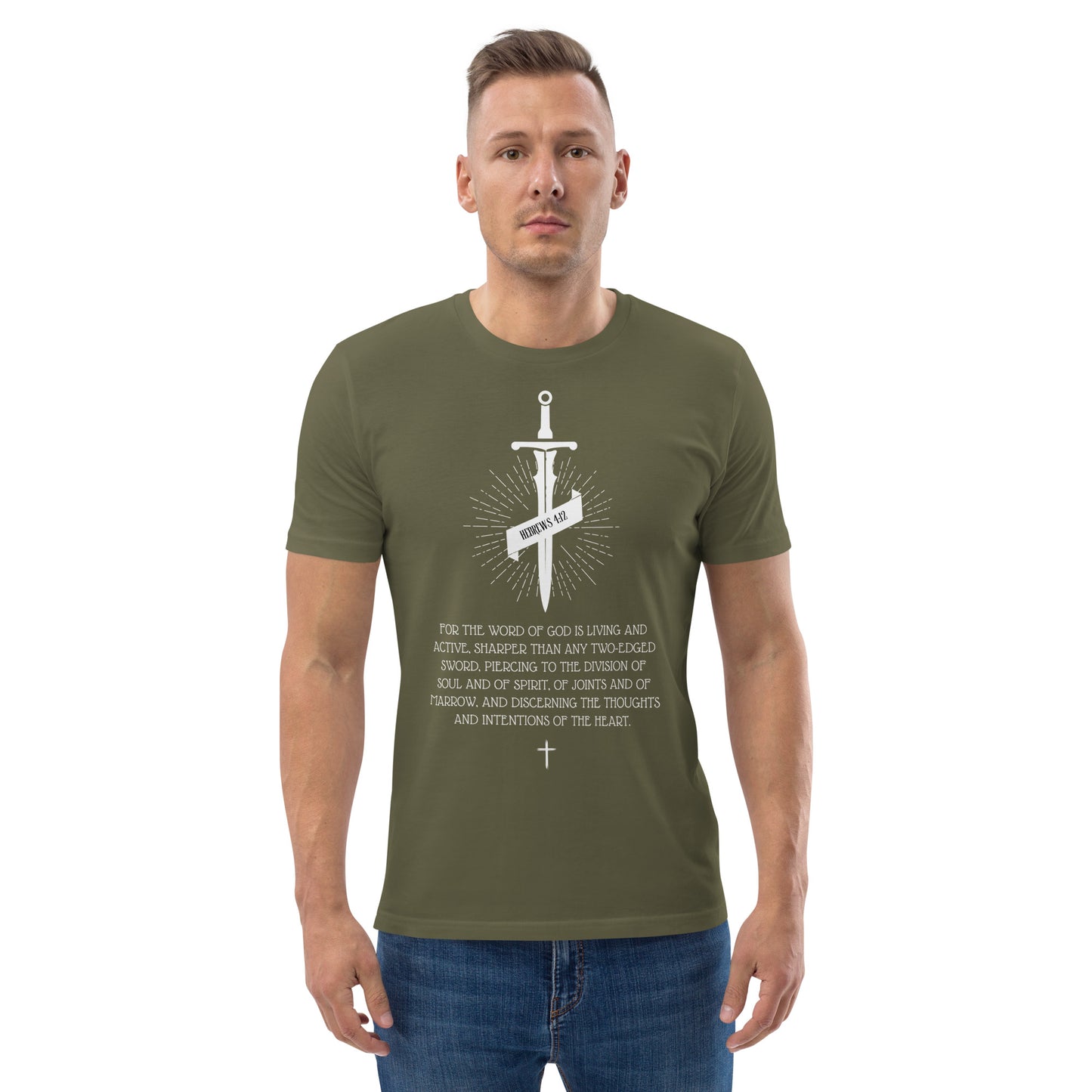 Hebrews 4:12, Sword Image, Unisex organic cotton t-shirt, Various Colors