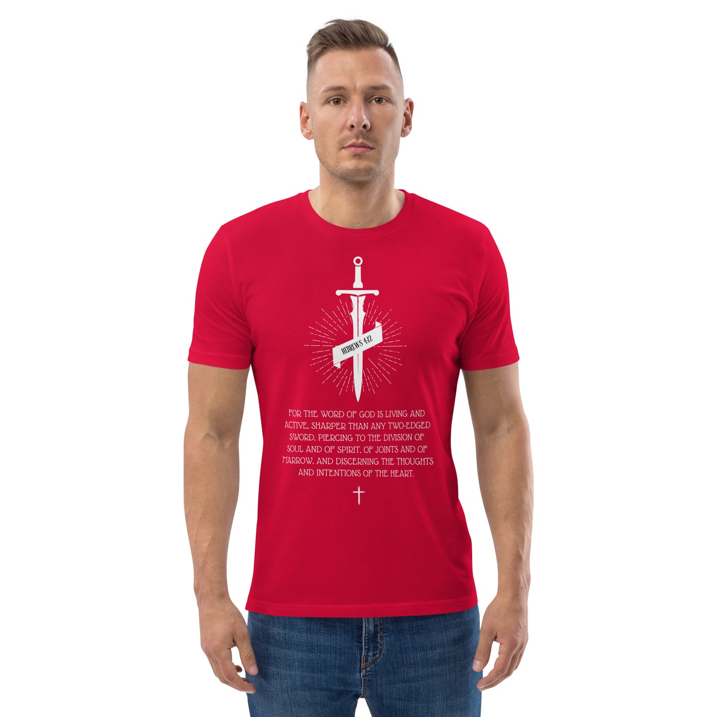 Hebrews 4:12, Sword Image, Unisex organic cotton t-shirt, Various Colors