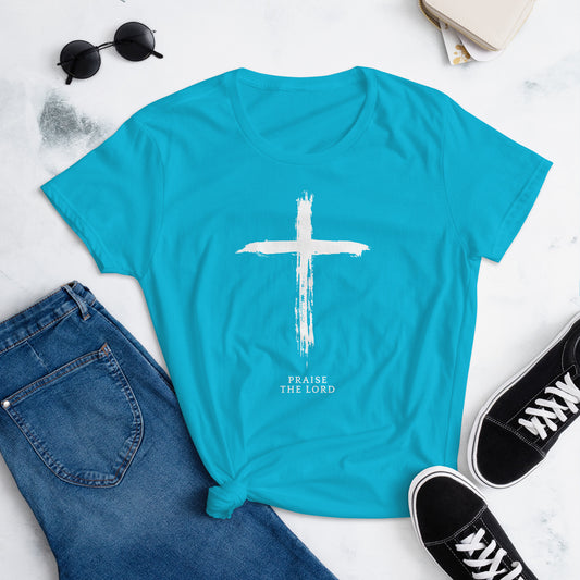 Praise the Lord, Cross, Women's short sleeve comfort fit t-shirt