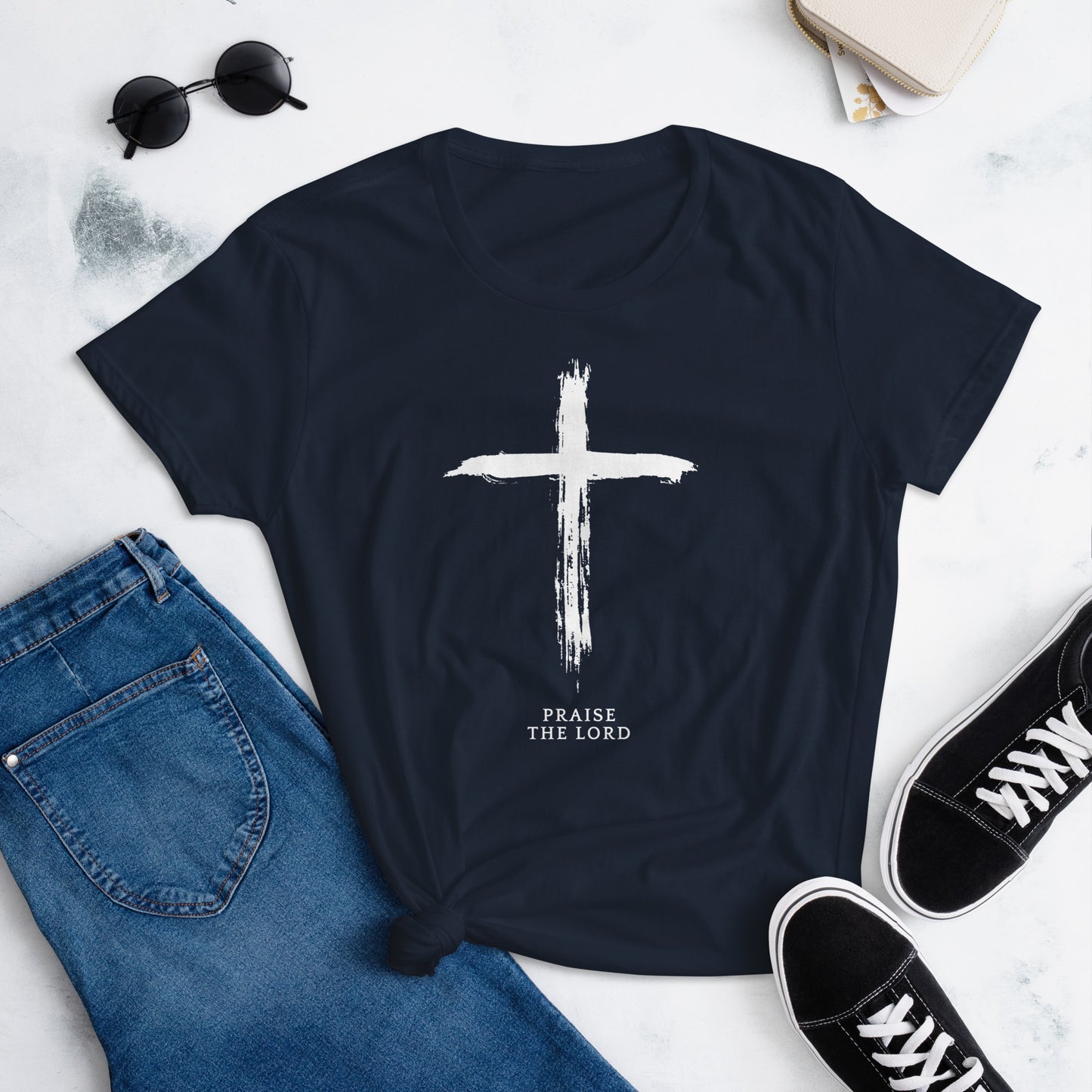 Praise the Lord, Cross, Women's short sleeve comfort fit t-shirt