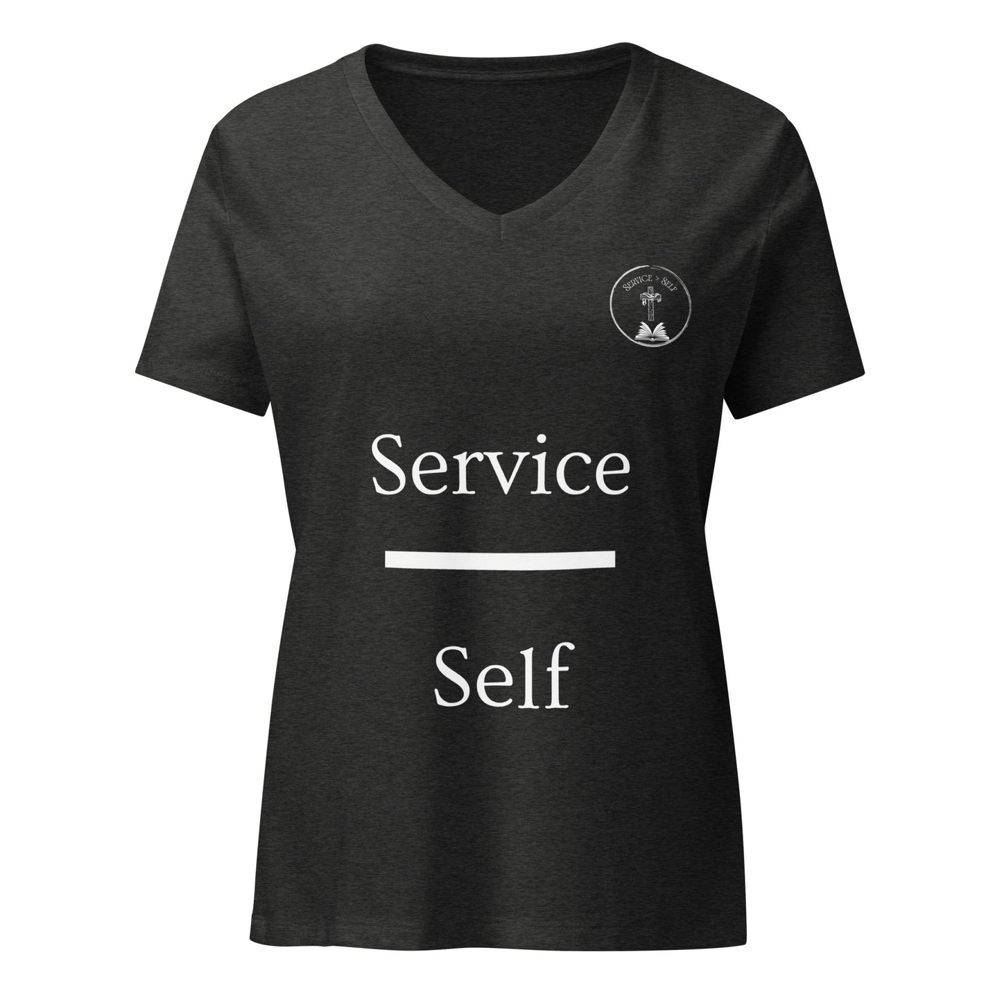 How May I Serve You? Women’s relaxed v-neck t-shirt