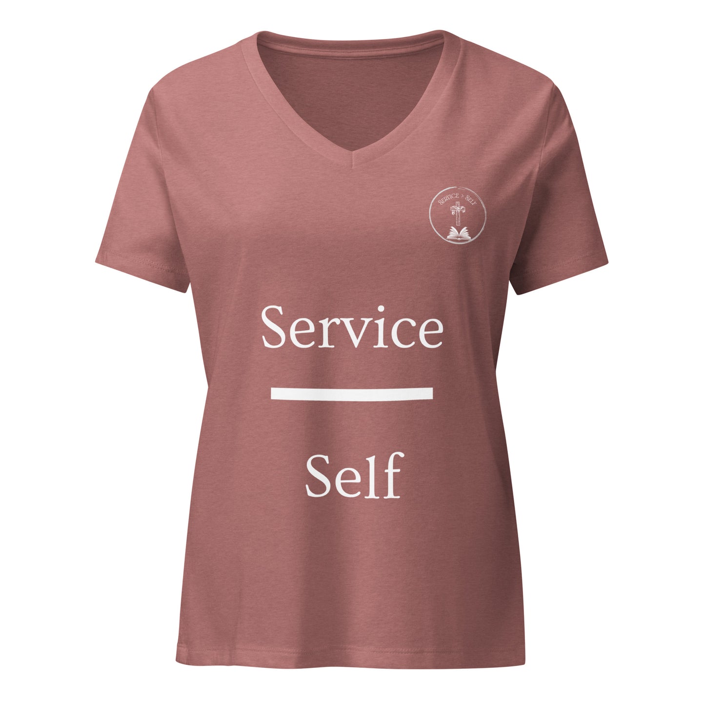 How May I Serve You? Women’s relaxed v-neck t-shirt