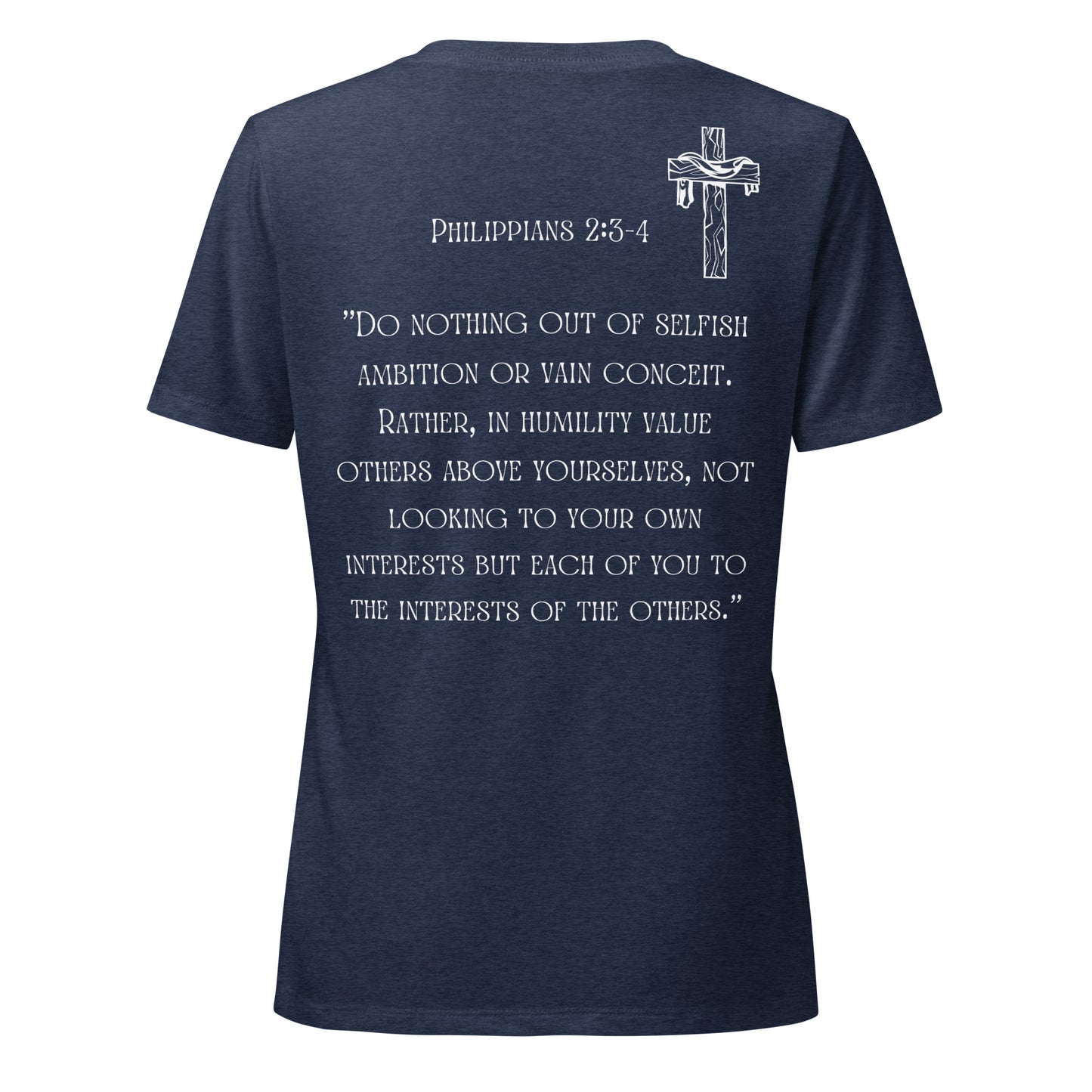 Service Greater Than Self, Phil 2:3-4 Women’s relaxed v-neck t-shirt