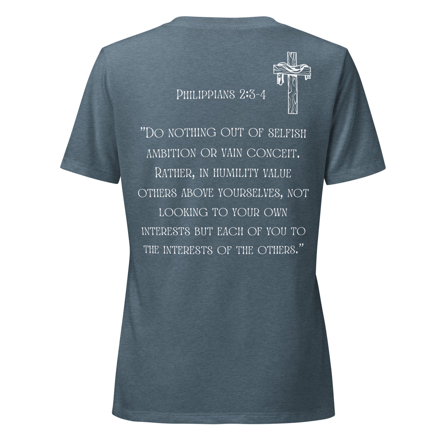 Service Greater Than Self, Phil 2:3-4 Women’s relaxed v-neck t-shirt