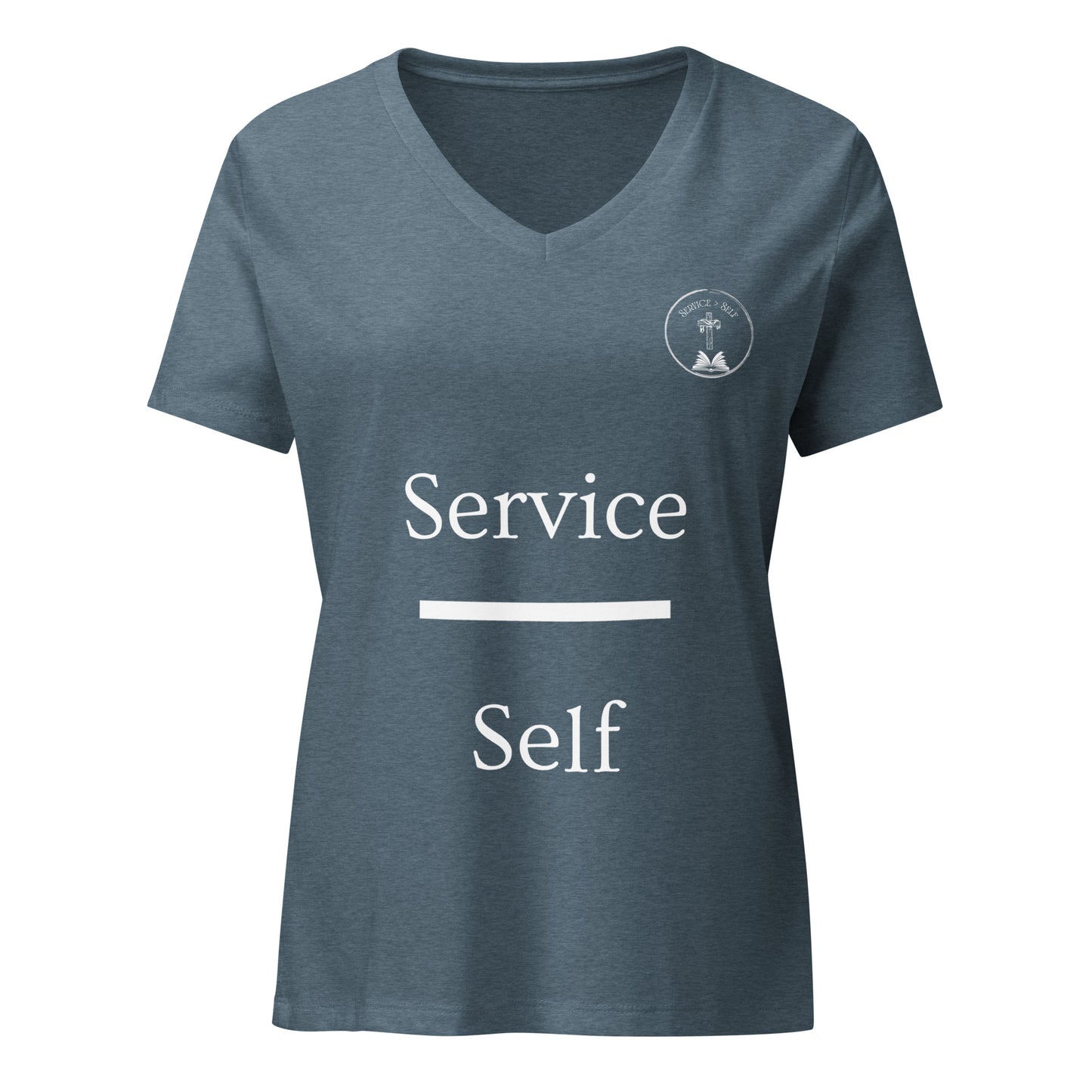 How May I Serve You? Women’s relaxed v-neck t-shirt