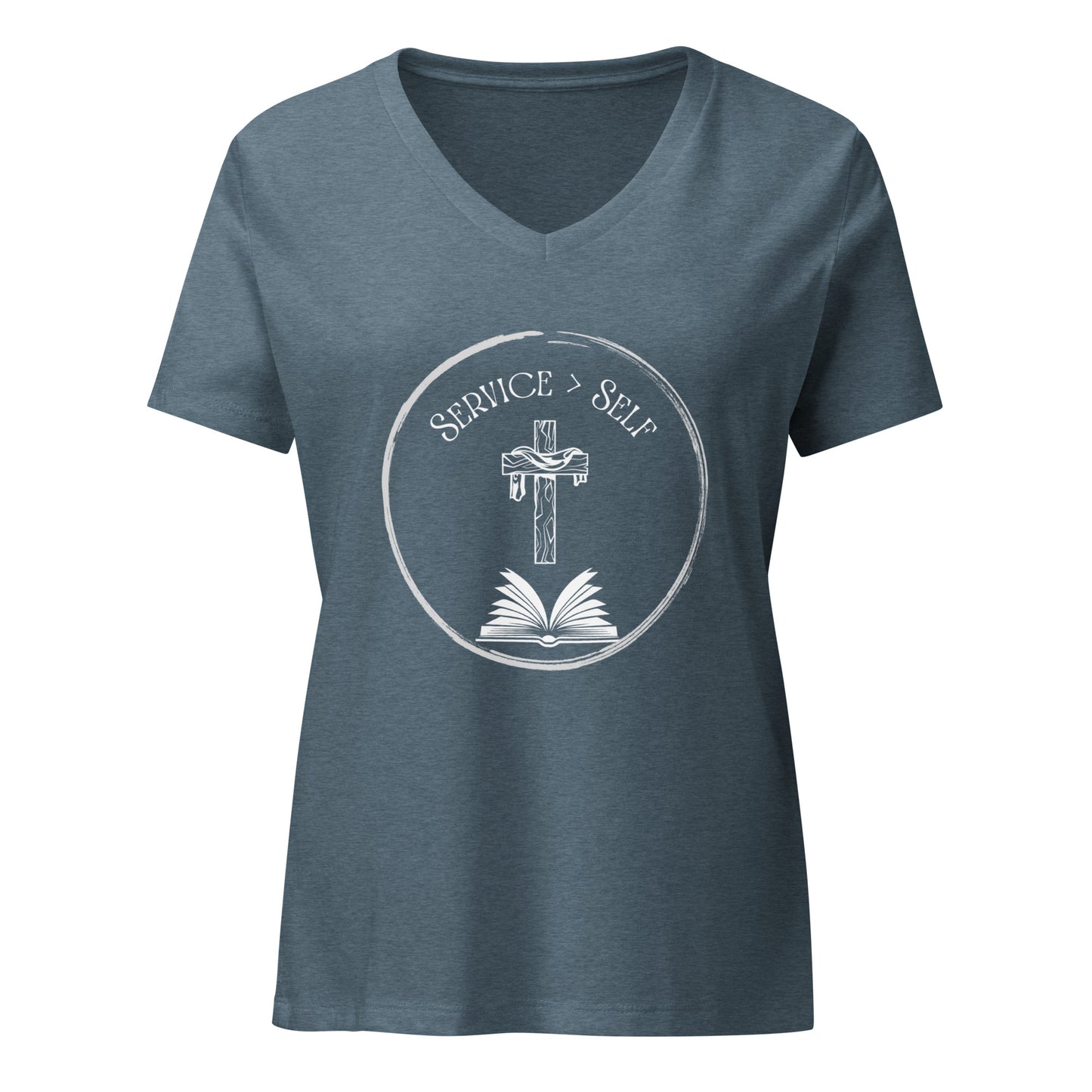 Service Greater Than Self, Phil 2:3-4 Women’s relaxed v-neck t-shirt