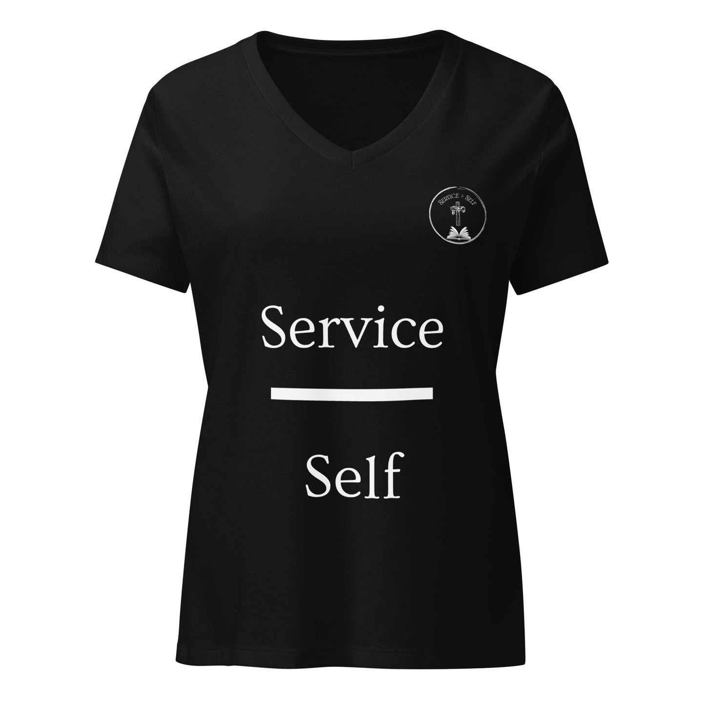 How May I Serve You? Women’s relaxed v-neck t-shirt